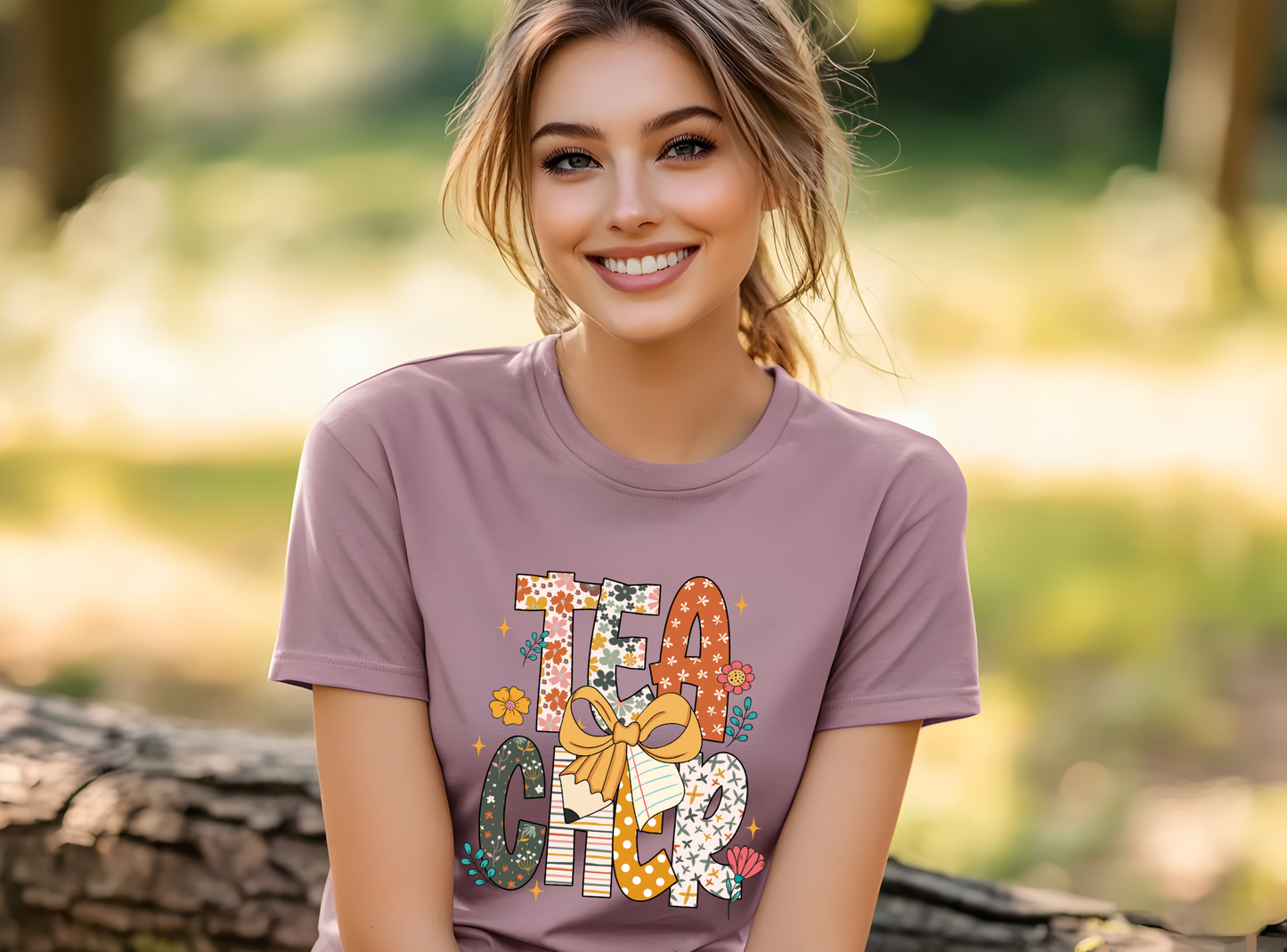 "Floral Teacher" Bella + Canvas 3001