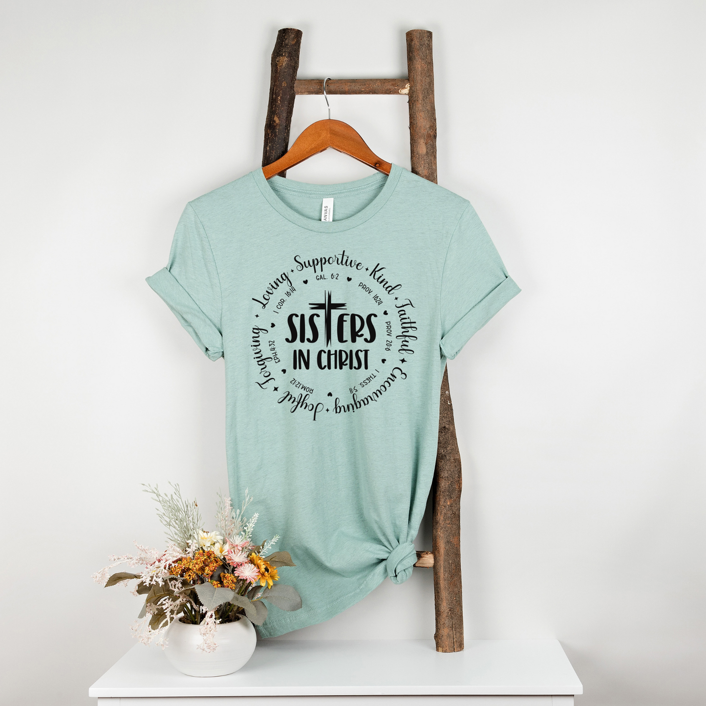 "Sisters in Christ" Bella + Canvas 3001 Tee