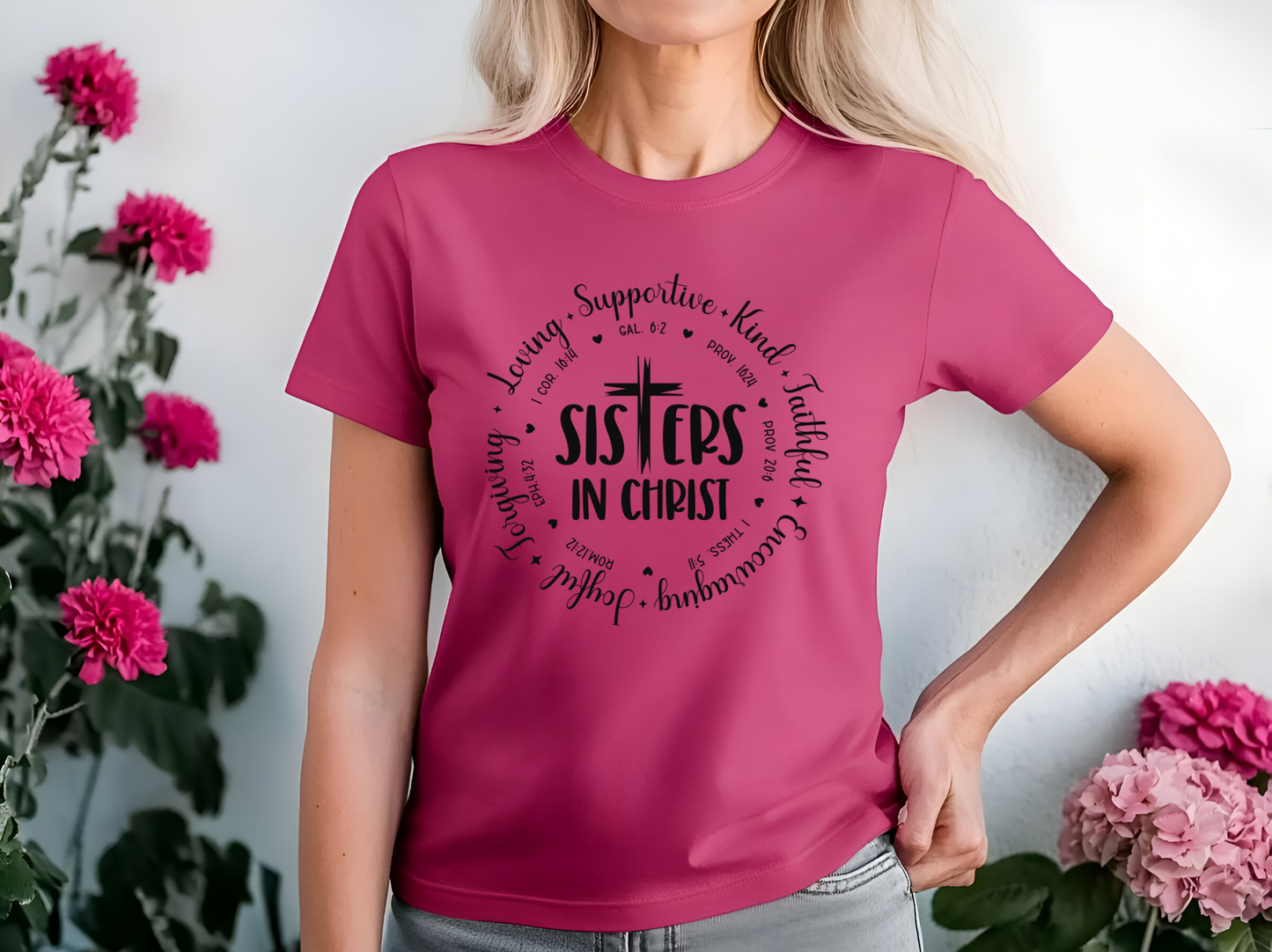 "Sisters in Christ" Bella + Canvas 3001 Tee