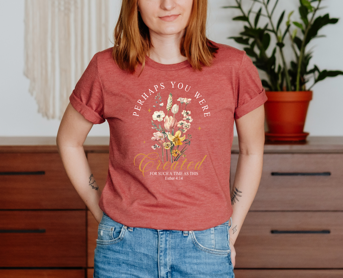 "Created for Times Such as These" Bella + Canvas 3001 Tee