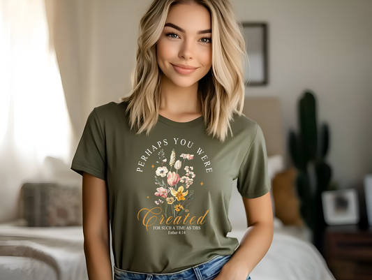 "Created for Times Such as These" Bella + Canvas 3001 Tee