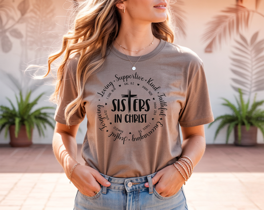 "Sisters in Christ" Bella + Canvas 3001 Tee