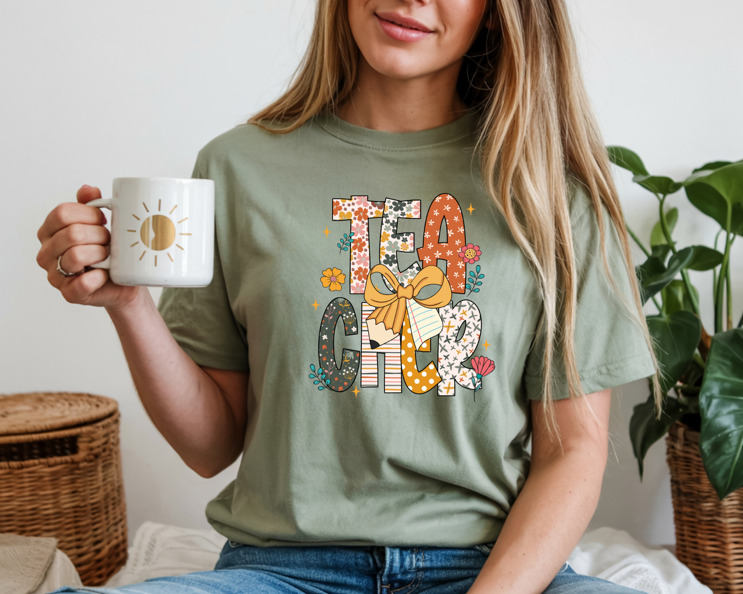 "Floral Teacher" Bella + Canvas 3001