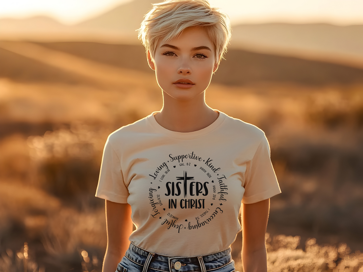"Sisters in Christ" Bella + Canvas 3001 Tee