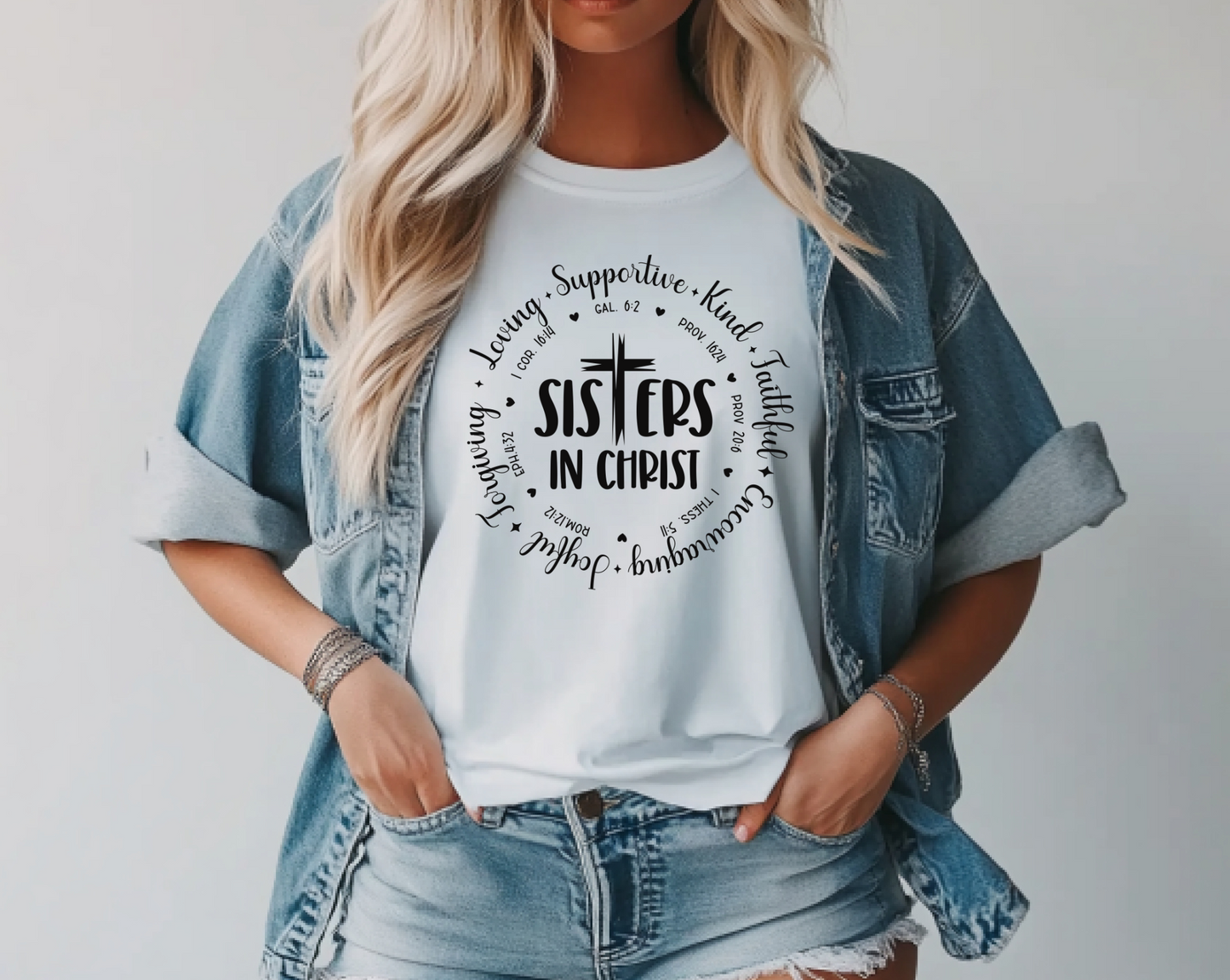 "Sisters in Christ" Bella + Canvas 3001 Tee